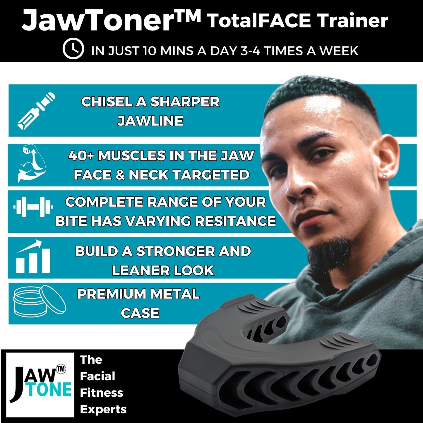 JawTone™ Jawline & TotalFACE Exerciser ADVANCED 60LBS - CHIN NECK CHEEKS JAW toning