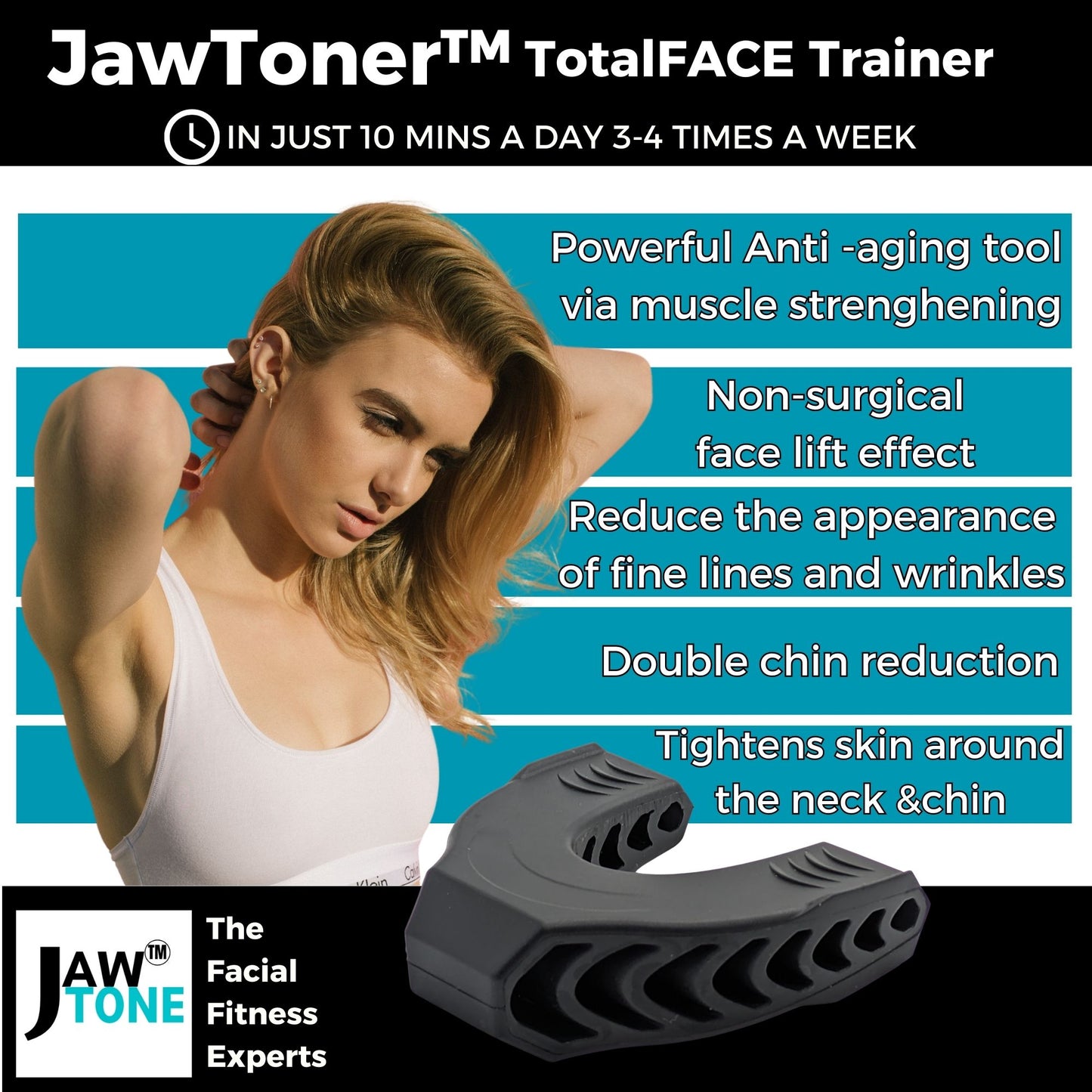 JawTone™ Jawline & TotalFACE Exerciser ADVANCED 60LBS - CHIN NECK CHEEKS JAW toning