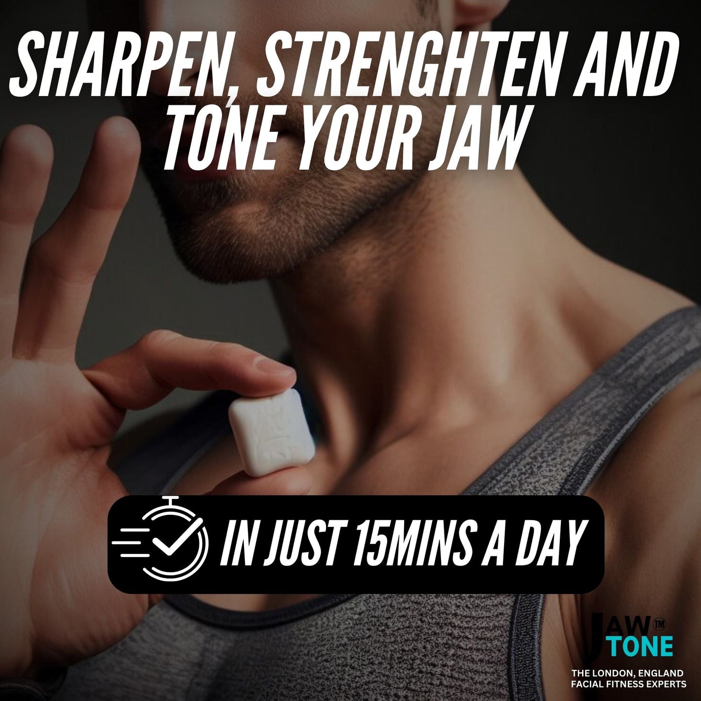 *USA ONLY FREE DELIVERY OFFER on Jawline Gum* JawTone™ - 12X HARD Jawline Gum (2 month supply) mint formulated for Jawline and Facial Fitness - mastic style gum VEGAN Xylitol Sweetened