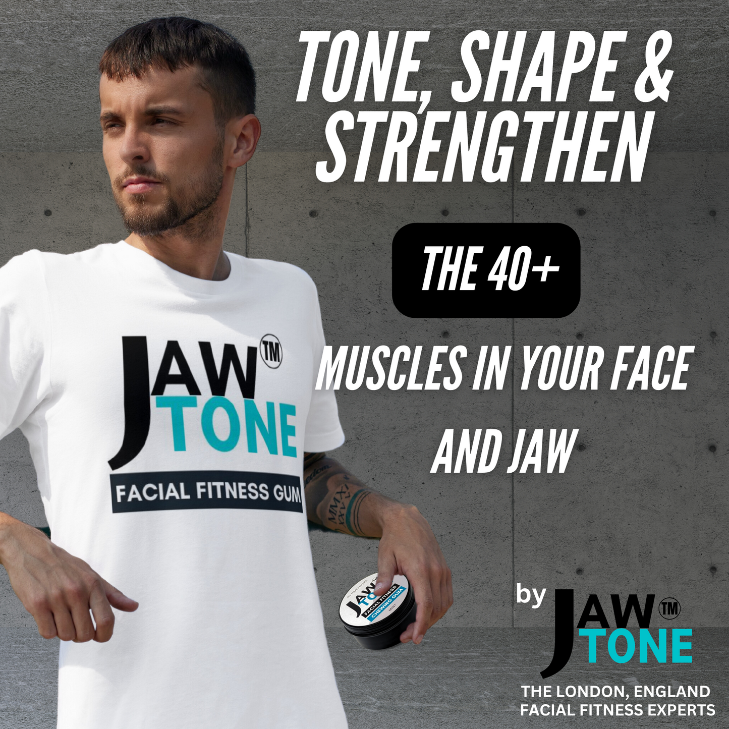 *USA ONLY FREE DELIVERY OFFER on Jawline Gum* JawTone™ - 12X HARD Jawline Gum (2 month supply) mint formulated for Jawline and Facial Fitness - mastic style gum VEGAN Xylitol Sweetened