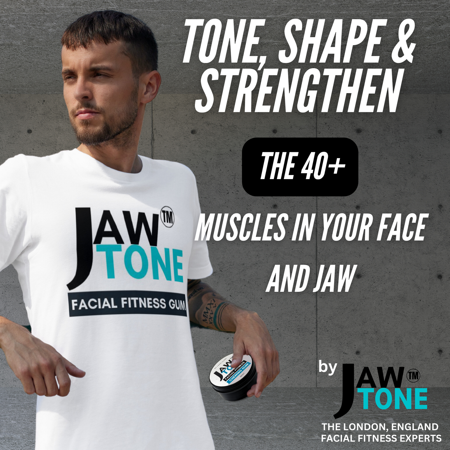 JawTone™ - 12X Hard Jawline gum (2 month supply) mint formulated for Jawline and Facial Fitness - mastic style gum VEGAN Xylitol Sweetened